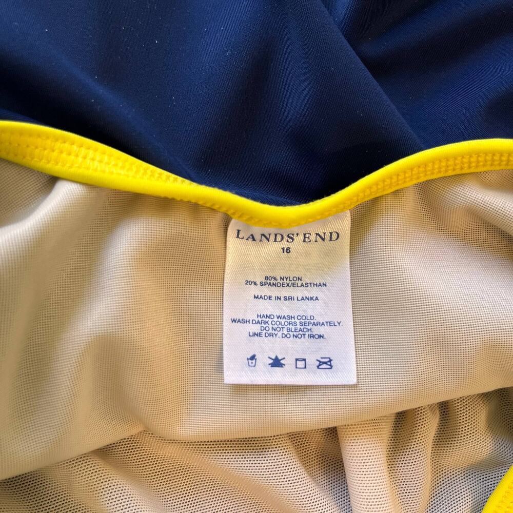Lands' End Swimsuit Womens Size 16 Navy Blue White One Piece Bathing Suit Beach - Picture 7 of 7